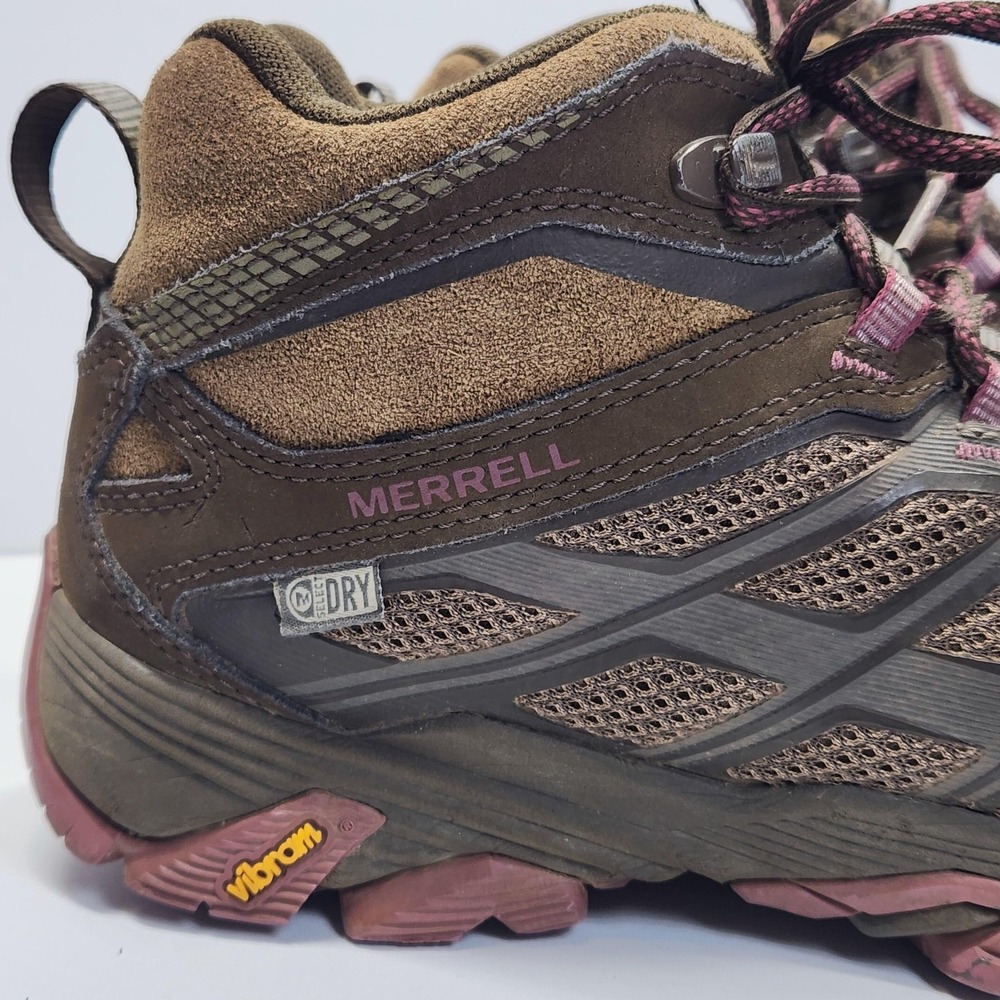 Merrell Hiking Shoes Womens Size 7.5 Brown Waterproof Mid Top Vibram J37144 - Picture 3 of 16